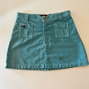 Quiksilver Roxy Aqua Turquoise Corduroy Mini Skirt Sz 7 Y2K 90s Mean Girls